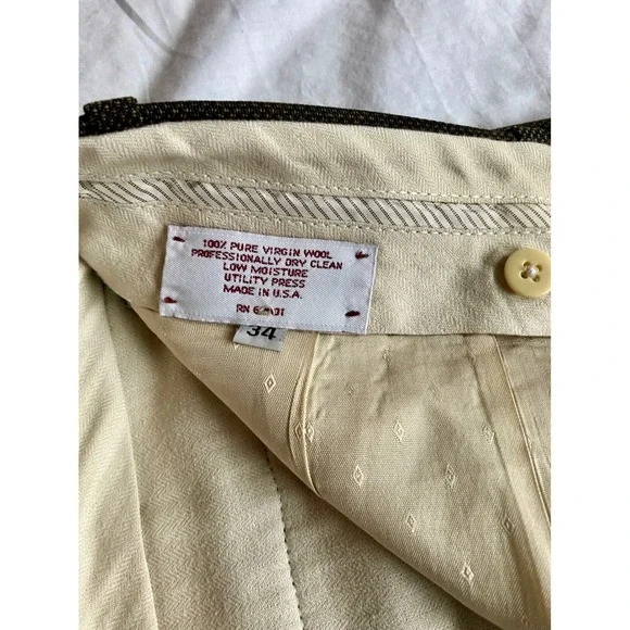 Vintage Nordstrom JD Britches Men's Pleated Pants 100% Wool Made in USA Size 34 - Picture 4 of 6